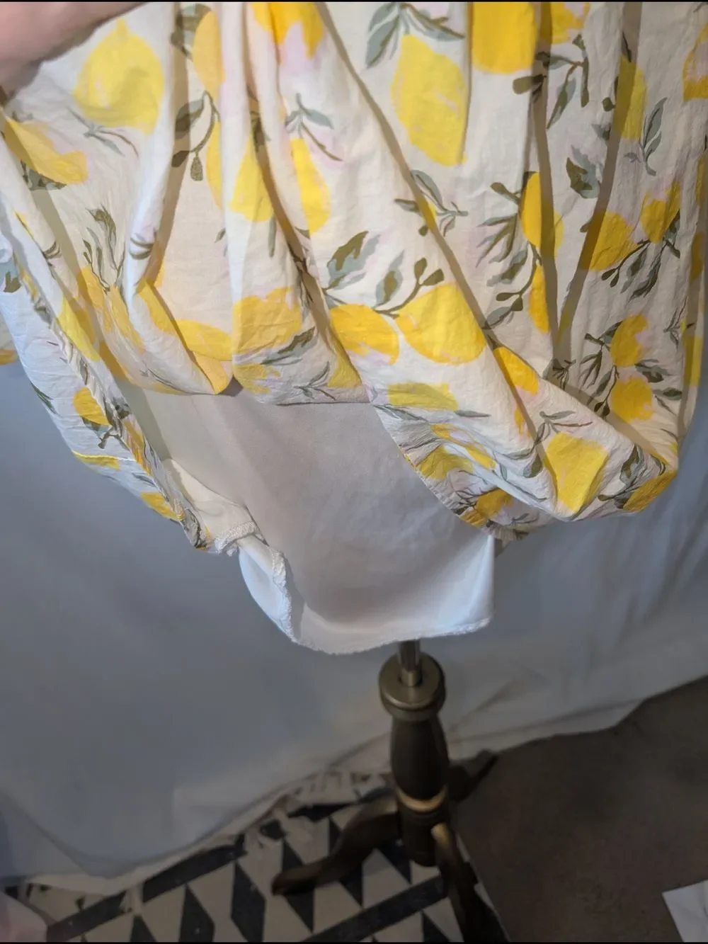 Trixxi Lemon Print BabyDoll‎ Dress Puff Sleeves Empire waist ruched Cotton